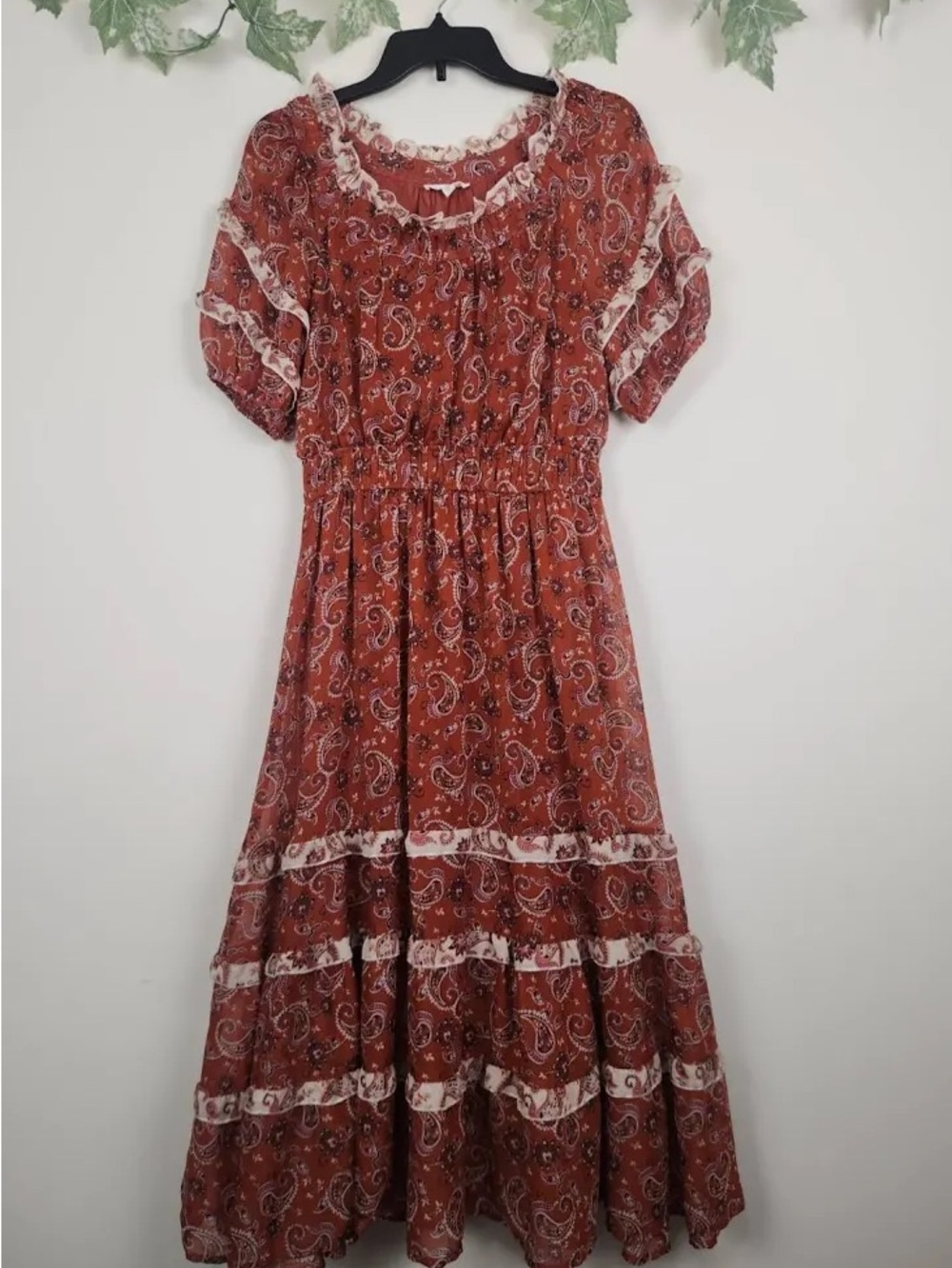Rust BOHO Paisley Maxi Dress NWT